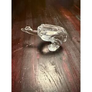 Vintage Art Glass Goose Figurine Made in Portugal Clear Crystal - 4.5"